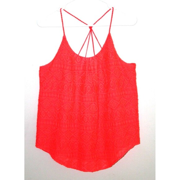 Lucky Brand Orange Boho Flowy Double Layered Strappy Textured Tank Top Womens S - Picture 1 of 7